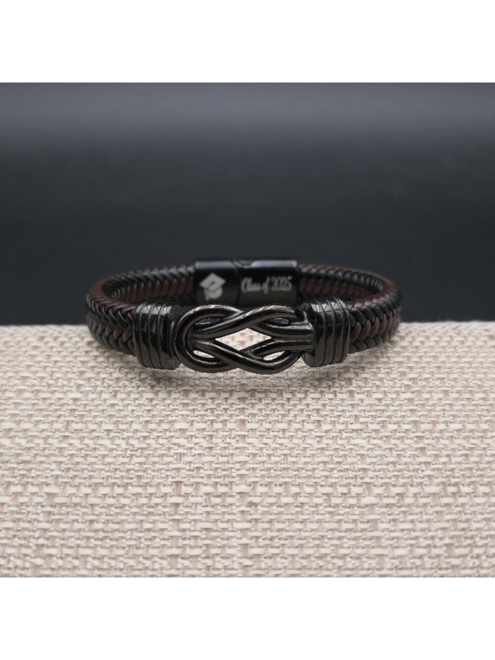7.5 Inch Class of 2025 Graduation Braided Leather Infinity Knot Bracelet B1531